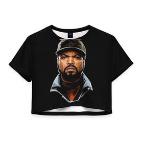 Женская футболка 3D укороченная с принтом Ice Cube 1 в Белгороде, 100% полиэстер | круглая горловина, длина футболки до линии талии, рукава с отворотами | ice cube | oshea jackson | rap | айс кьюб | гангста рэп | о’ши дже́ксон | рэп