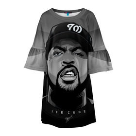 Детское платье 3D с принтом Ice Cube 2 в Белгороде, 100% полиэстер | прямой силуэт, чуть расширенный к низу. Круглая горловина, на рукавах — воланы | ice cube | oshea jackson | rap | айс кьюб | гангста рэп | о’ши дже́ксон | рэп