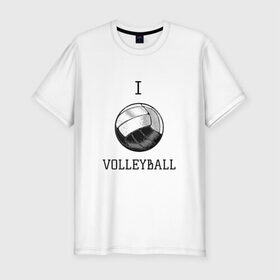Мужская футболка премиум с принтом My volleyball в Белгороде, 92% хлопок, 8% лайкра | приталенный силуэт, круглый вырез ворота, длина до линии бедра, короткий рукав | ball | beach | game | gamer | i | love | player | volleybal | волейбол | волейболист | игра | игрок | пляжник | спорт | спортсмен