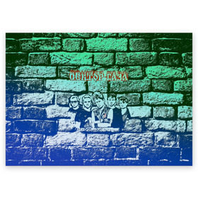 Поздравительная открытка с принтом Сектор Газа вырезан в стене в Белгороде, 100% бумага | плотность бумаги 280 г/м2, матовая, на обратной стороне линовка и место для марки
 | группа | клинских | колхозный | легенда | лицо | монумент | музыка | панк | песни | рисунок | рок | рок н ролл | русский | сектор газа | силуэт | солист | стена | хард | хой | юрий | юрка