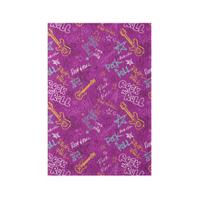 Обложка для паспорта матовая кожа с принтом музыка в Белгороде, натуральная матовая кожа | размер 19,3 х 13,7 см; прозрачные пластиковые крепления | Тематика изображения на принте: гитара | звезда | музыка | паттерн | рок | узор | фиолетовый
