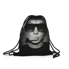 Рюкзак-мешок 3D с принтом Vape Girl в Белгороде, 100% полиэстер | плотность ткани — 200 г/м2, размер — 35 х 45 см; лямки — толстые шнурки, застежка на шнуровке, без карманов и подкладки | bud | buds | girl | smoke | vape | weed | вейп | вейпер | девочка | дым