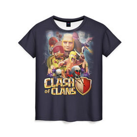 Женская футболка 3D с принтом Clash of clans 2 в Белгороде, 100% полиэфир ( синтетическое хлопкоподобное полотно) | прямой крой, круглый вырез горловины, длина до линии бедер | clash of clans | игры | клэш оф кланс