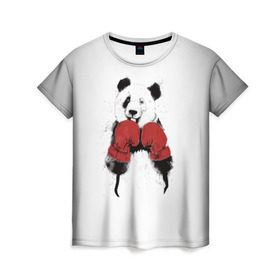 Женская футболка 3D с принтом Панда боксер в Белгороде, 100% полиэфир ( синтетическое хлопкоподобное полотно) | прямой крой, круглый вырез горловины, длина до линии бедер | бамбук | бамбуковый медведь | бокс | боксерские | брызги | енот | животное | коала | красивый | красная книга | кунгфу | медведь | милый | мишка | очки | панда | перчатки | пот | прикол | прикольный