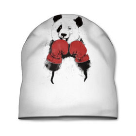 Шапка 3D с принтом Панда боксер в Белгороде, 100% полиэстер | универсальный размер, печать по всей поверхности изделия | бамбук | бамбуковый медведь | бокс | боксерские | брызги | енот | животное | коала | красивый | красная книга | кунгфу | медведь | милый | мишка | очки | панда | перчатки | пот | прикол | прикольный