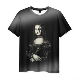 Мужская футболка 3D с принтом Мона Лиза Kiss в Белгороде, 100% полиэфир | прямой крой, круглый вырез горловины, длина до линии бедер | джин симмонс | картина | пол стэнли | эйс фрейли
