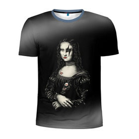 Мужская футболка 3D спортивная с принтом Мона Лиза Kiss в Белгороде, 100% полиэстер с улучшенными характеристиками | приталенный силуэт, круглая горловина, широкие плечи, сужается к линии бедра | джин симмонс | картина | пол стэнли | эйс фрейли