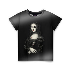 Детская футболка 3D с принтом Мона Лиза Kiss в Белгороде, 100% гипоаллергенный полиэфир | прямой крой, круглый вырез горловины, длина до линии бедер, чуть спущенное плечо, ткань немного тянется | джин симмонс | картина | пол стэнли | эйс фрейли