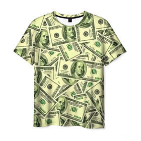 Мужская футболка 3D с принтом Benjamin Franklin в Белгороде, 100% полиэфир | прямой крой, круглый вырез горловины, длина до линии бедер | Тематика изображения на принте: 3d | benjamin franklin | америка | богатство | валюта | денежные купюры | деньги | доллар | зеленые | сша | текстуры