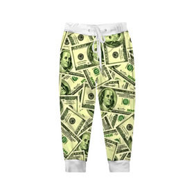Детские брюки 3D с принтом Benjamin Franklin в Белгороде, 100% полиэстер | манжеты по низу, эластичный пояс регулируется шнурком, по бокам два кармана без застежек, внутренняя часть кармана из мелкой сетки | 3d | benjamin franklin | америка | богатство | валюта | денежные купюры | деньги | доллар | зеленые | сша | текстуры
