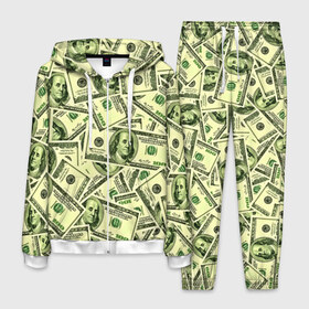 Мужской костюм 3D с принтом Benjamin Franklin в Белгороде, 100% полиэстер | Манжеты и пояс оформлены тканевой резинкой, двухслойный капюшон со шнурком для регулировки, карманы спереди | Тематика изображения на принте: 3d | benjamin franklin | америка | богатство | валюта | денежные купюры | деньги | доллар | зеленые | сша | текстуры