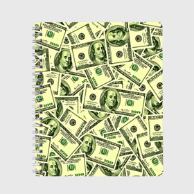 Тетрадь с принтом Benjamin Franklin в Белгороде, 100% бумага | 48 листов, плотность листов — 60 г/м2, плотность картонной обложки — 250 г/м2. Листы скреплены сбоку удобной пружинной спиралью. Уголки страниц и обложки скругленные. Цвет линий — светло-серый
 | Тематика изображения на принте: 3d | benjamin franklin | америка | богатство | валюта | денежные купюры | деньги | доллар | зеленые | сша | текстуры