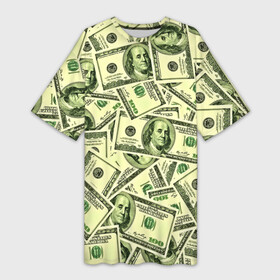 Платье-футболка 3D с принтом Benjamin Franklin в Белгороде,  |  | 3d | benjamin franklin | америка | богатство | валюта | денежные купюры | деньги | доллар | зеленые | сша | текстуры
