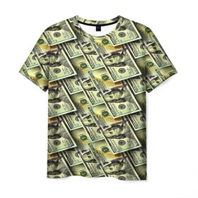 Мужская футболка 3D с принтом Деньги в Белгороде, 100% полиэфир | прямой крой, круглый вырез горловины, длина до линии бедер | Тематика изображения на принте: 3d | benjamin franklin | америка | богатство | валюта | денежные купюры | деньги | доллар | зеленые | сша | текстуры