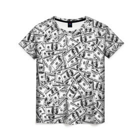 Женская футболка 3D с принтом Benjamin Franklin $ в Белгороде, 100% полиэфир ( синтетическое хлопкоподобное полотно) | прямой крой, круглый вырез горловины, длина до линии бедер | 3d | benjamin franklin | америка | богатство | валюта | денежные купюры | деньги | доллар | зеленые | сша | текстуры