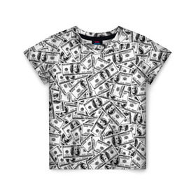 Детская футболка 3D с принтом Benjamin Franklin $ в Белгороде, 100% гипоаллергенный полиэфир | прямой крой, круглый вырез горловины, длина до линии бедер, чуть спущенное плечо, ткань немного тянется | Тематика изображения на принте: 3d | benjamin franklin | америка | богатство | валюта | денежные купюры | деньги | доллар | зеленые | сша | текстуры