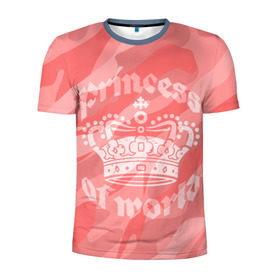 Мужская футболка 3D спортивная с принтом Принцесса #1 в Белгороде, 100% полиэстер с улучшенными характеристиками | приталенный силуэт, круглая горловина, широкие плечи, сужается к линии бедра | камо | камуфляж | королева | корона | номер | один | розовый