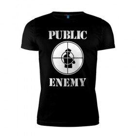 Мужская футболка премиум с принтом PE в Белгороде, 92% хлопок, 8% лайкра | приталенный силуэт, круглый вырез ворота, длина до линии бедра, короткий рукав | Тематика изображения на принте: public enemy
