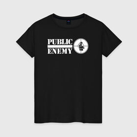 Женская футболка хлопок с принтом Паблик Энеми в Белгороде, 100% хлопок | прямой крой, круглый вырез горловины, длина до линии бедер, слегка спущенное плечо | public enemy
