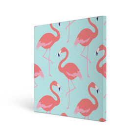 Холст квадратный с принтом Flamingos pattern в Белгороде, 100% ПВХ |  | animals | beautiful | bird | birds | birdy | blue | color | flamingo | nature | wild | белое | голубое | животные | красивое | красота | милое | природа | птица | птицы | птичка | птички | синее | фламинго | цвет | яркое