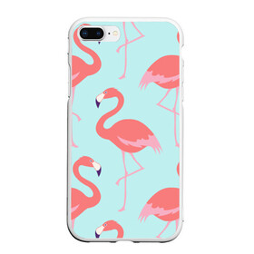 Чехол для iPhone 7Plus/8 Plus матовый с принтом Flamingos pattern в Белгороде, Силикон | Область печати: задняя сторона чехла, без боковых панелей | Тематика изображения на принте: animals | beautiful | bird | birds | birdy | blue | color | flamingo | nature | wild | белое | голубое | животные | красивое | красота | милое | природа | птица | птицы | птичка | птички | синее | фламинго | цвет | яркое