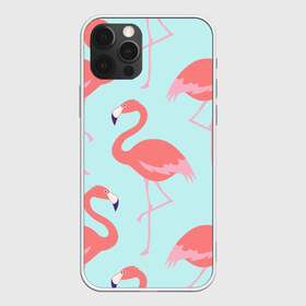 Чехол для iPhone 12 Pro Max с принтом Flamingos pattern в Белгороде, Силикон |  | Тематика изображения на принте: animals | beautiful | bird | birds | birdy | blue | color | flamingo | nature | wild | белое | голубое | животные | красивое | красота | милое | природа | птица | птицы | птичка | птички | синее | фламинго | цвет | яркое