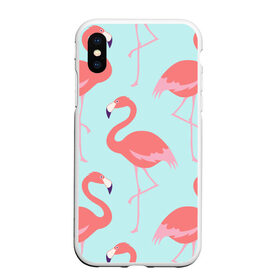 Чехол для iPhone XS Max матовый с принтом Flamingos pattern в Белгороде, Силикон | Область печати: задняя сторона чехла, без боковых панелей | animals | beautiful | bird | birds | birdy | blue | color | flamingo | nature | wild | белое | голубое | животные | красивое | красота | милое | природа | птица | птицы | птичка | птички | синее | фламинго | цвет | яркое