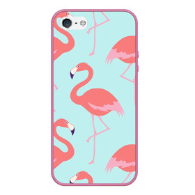 Чехол для iPhone 5/5S матовый с принтом Flamingos pattern в Белгороде, Силикон | Область печати: задняя сторона чехла, без боковых панелей | animals | beautiful | bird | birds | birdy | blue | color | flamingo | nature | wild | белое | голубое | животные | красивое | красота | милое | природа | птица | птицы | птичка | птички | синее | фламинго | цвет | яркое