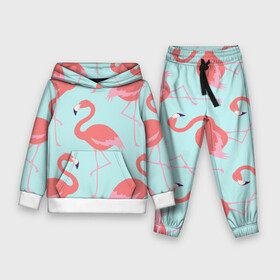 Детский костюм 3D (с толстовкой) с принтом Flamingos pattern в Белгороде,  |  | animals | beautiful | bird | birds | birdy | blue | color | flamingo | nature | wild | белое | голубое | животные | красивое | красота | милое | природа | птица | птицы | птичка | птички | синее | фламинго | цвет | яркое