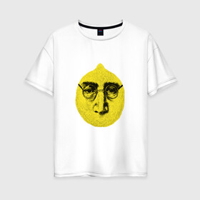 Женская футболка хлопок Oversize с принтом John Lemon карандашем в Белгороде, 100% хлопок | свободный крой, круглый ворот, спущенный рукав, длина до линии бедер
 | john lennon | the beatles | битлз | джон леннон | лимон