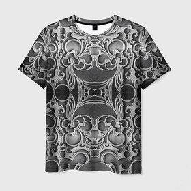Мужская футболка 3D с принтом Железные Цветы в Белгороде, 100% полиэфир | прямой крой, круглый вырез горловины, длина до линии бедер | Тематика изображения на принте: 3d | абстракция | абстракция красок | арт | краска | металл | прикольные | текстура | штрихи