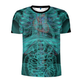 Мужская футболка 3D спортивная с принтом рентген человека в Белгороде, 100% полиэстер с улучшенными характеристиками | приталенный силуэт, круглая горловина, широкие плечи, сужается к линии бедра | кости | органы | рентген | человек