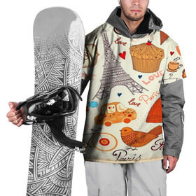 Накидка на куртку 3D с принтом Paris pattern в Белгороде, 100% полиэстер |  | 3d | love | арт | еда | любовь | надписи | париж | паттерн | птицы | сердечки | текстура