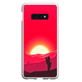 Чехол для Samsung S10E с принтом Gorgeous sunset в Белгороде, Силикон | Область печати: задняя сторона чехла, без боковых панелей | 3d | арт | дикий запад | закат | кактус | природа | солнце