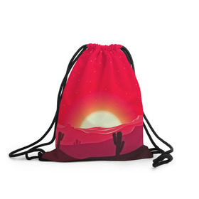 Рюкзак-мешок 3D с принтом Gorgeous sunset в Белгороде, 100% полиэстер | плотность ткани — 200 г/м2, размер — 35 х 45 см; лямки — толстые шнурки, застежка на шнуровке, без карманов и подкладки | 3d | арт | дикий запад | закат | кактус | природа | солнце