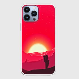 Чехол для iPhone 13 Pro Max с принтом Gorgeous sunset в Белгороде,  |  | 3d | арт | дикий запад | закат | кактус | природа | солнце