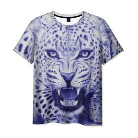 Мужская футболка 3D с принтом Леопард в Белгороде, 100% полиэфир | прямой крой, круглый вырез горловины, длина до линии бедер | Тематика изображения на принте: арт | гепард | дикая кошка | зверь | искусство | кошка | леопард | хищник