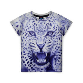 Детская футболка 3D с принтом Леопард в Белгороде, 100% гипоаллергенный полиэфир | прямой крой, круглый вырез горловины, длина до линии бедер, чуть спущенное плечо, ткань немного тянется | Тематика изображения на принте: арт | гепард | дикая кошка | зверь | искусство | кошка | леопард | хищник