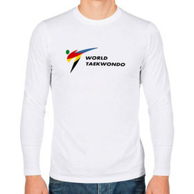 Мужской лонгслив хлопок с принтом World Taekwondo logo в Белгороде, 100% хлопок |  | Тематика изображения на принте: world taekwondo | wt | логотип | тхэквондо
