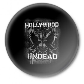 Значок с принтом Hollywood Undead 10 в Белгороде,  металл | круглая форма, металлическая застежка в виде булавки | hollywood undead | голливудская нежить