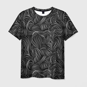 Мужская футболка 3D с принтом Черные Волны в Белгороде, 100% полиэфир | прямой крой, круглый вырез горловины, длина до линии бедер | абстракция | вензель | волосы | геометрия | графика | завитки | искусство | карандаш | линии | листья | метель | плавный | рисование | стиль | тонкий | узор | цветы | черно белый | чертеж | щупальца