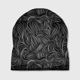 Шапка 3D с принтом Черные Волны в Белгороде, 100% полиэстер | универсальный размер, печать по всей поверхности изделия | абстракция | вензель | волосы | геометрия | графика | завитки | искусство | карандаш | линии | листья | метель | плавный | рисование | стиль | тонкий | узор | цветы | черно белый | чертеж | щупальца