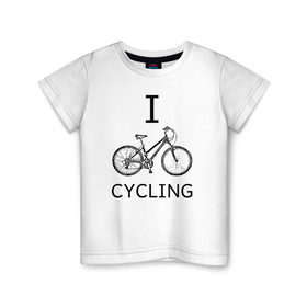 Детская футболка хлопок с принтом I love cycling в Белгороде, 100% хлопок | круглый вырез горловины, полуприлегающий силуэт, длина до линии бедер | bicycle | bike | bmx | cycling | enjoy | i | like | love | moto | ride | rider | sport | байк | велик | вело | велосипед | велосипедист | ездить | зож | катать | кататься | лето | спорт | спортсмен