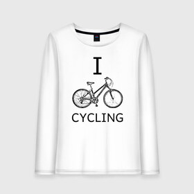 Женский лонгслив хлопок с принтом I love cycling в Белгороде, 100% хлопок |  | bicycle | bike | bmx | cycling | enjoy | i | like | love | moto | ride | rider | sport | байк | велик | вело | велосипед | велосипедист | ездить | зож | катать | кататься | лето | спорт | спортсмен