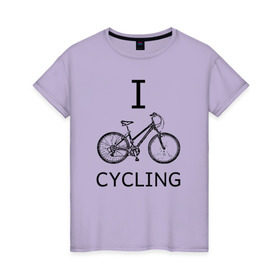 Женская футболка хлопок с принтом I love cycling в Белгороде, 100% хлопок | прямой крой, круглый вырез горловины, длина до линии бедер, слегка спущенное плечо | bicycle | bike | bmx | cycling | enjoy | i | like | love | moto | ride | rider | sport | байк | велик | вело | велосипед | велосипедист | ездить | зож | катать | кататься | лето | спорт | спортсмен