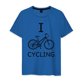 Мужская футболка хлопок с принтом I love cycling в Белгороде, 100% хлопок | прямой крой, круглый вырез горловины, длина до линии бедер, слегка спущенное плечо. | bicycle | bike | bmx | cycling | enjoy | i | like | love | moto | ride | rider | sport | байк | велик | вело | велосипед | велосипедист | ездить | зож | катать | кататься | лето | спорт | спортсмен