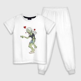 Детская пижама хлопок с принтом Zombie love в Белгороде, 100% хлопок |  брюки и футболка прямого кроя, без карманов, на брюках мягкая резинка на поясе и по низу штанин
 | heart | love | zombie | зомби | любовь | сердце