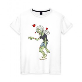 Женская футболка хлопок с принтом Zombie love в Белгороде, 100% хлопок | прямой крой, круглый вырез горловины, длина до линии бедер, слегка спущенное плечо | heart | love | zombie | зомби | любовь | сердце