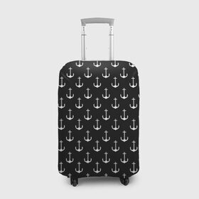 Чехол для чемодана 3D с принтом Якорьки в Белгороде, 86% полиэфир, 14% спандекс | двустороннее нанесение принта, прорези для ручек и колес | 3d | арт | лето | море | морские | текстура | черно белые | якорь