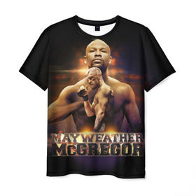 Мужская футболка 3D с принтом Mayweather vs McGregor в Белгороде, 100% полиэфир | прямой крой, круглый вырез горловины, длина до линии бедер | конор макгрегор | флойд мейвезер